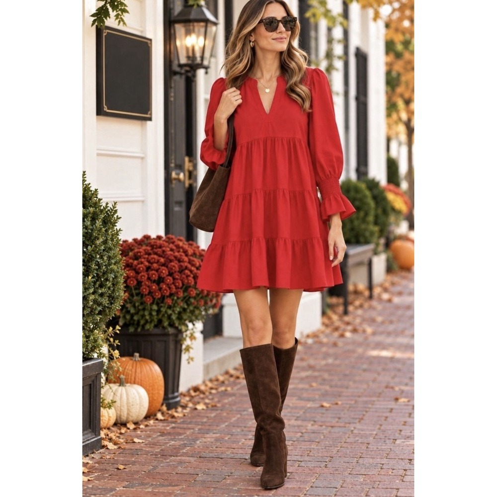 Tuckernuck Pomander Place Red Crepe Kenzo Dress Size XS $98